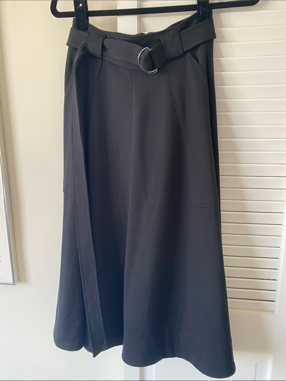 Banana Republic Black A-Line Skirt with D-Ring Belt